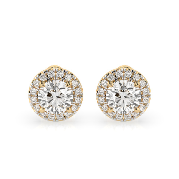 CARA Златни обеци с диаманти 1.00+0.19 ct GIA сертификат K102-10095Y